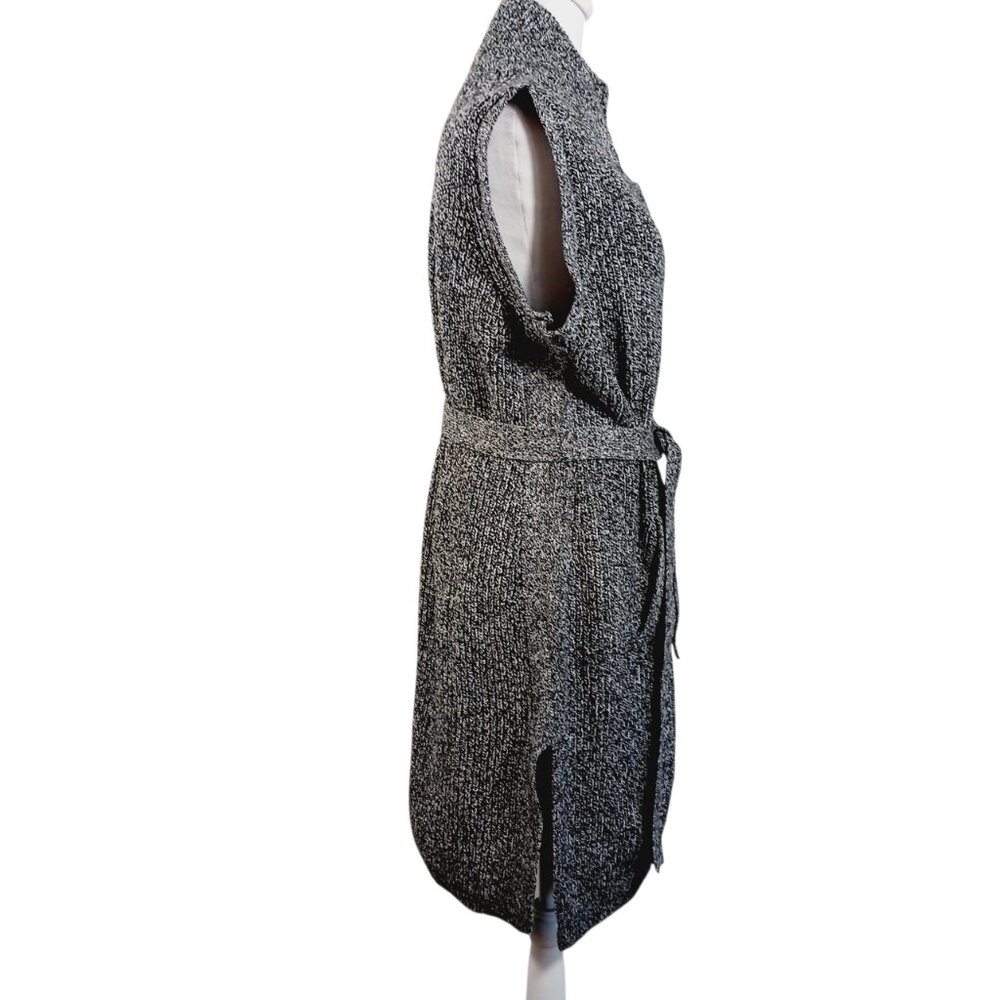 Joan Rivers, Black & White Marled Knit Sleeveles Cardigan Sweater Duster, Sz LRG - Picture 7 of 15